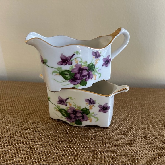 Vintage Norcrest Transferware Miniature Sugar and Creamer Voilet Flowers set, - Picture 13 of 16